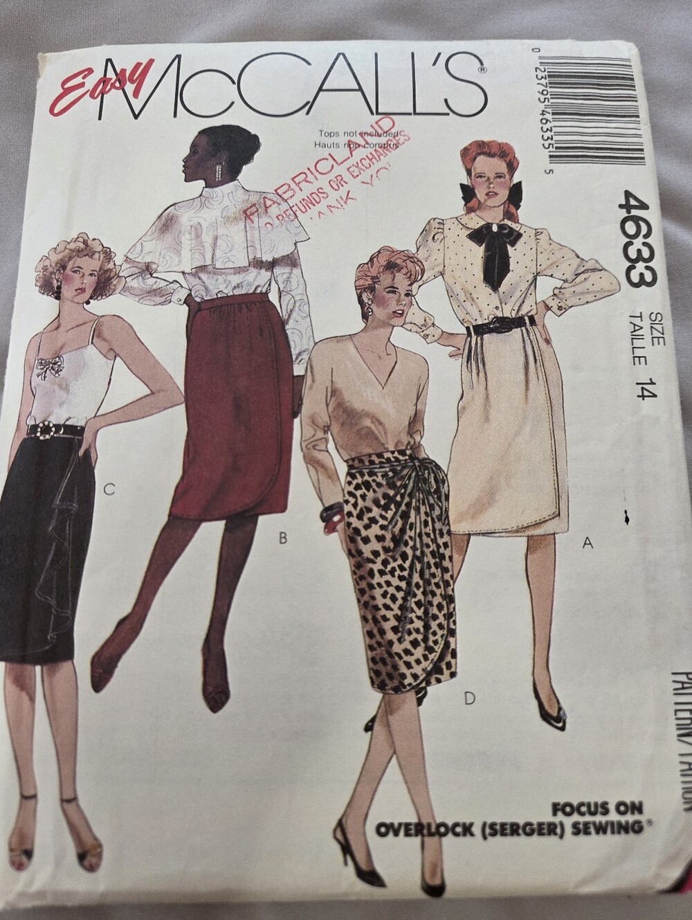 McCall's 4633 Misses' Mock-Wrap Skirts Sewing Pattern